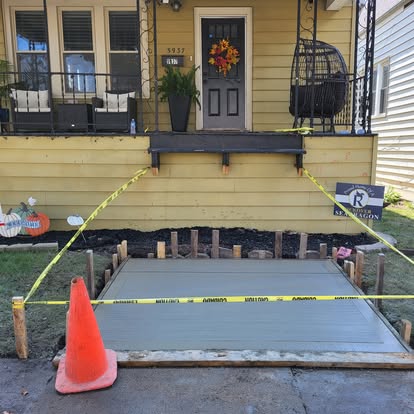 Fresh concrete patio pour